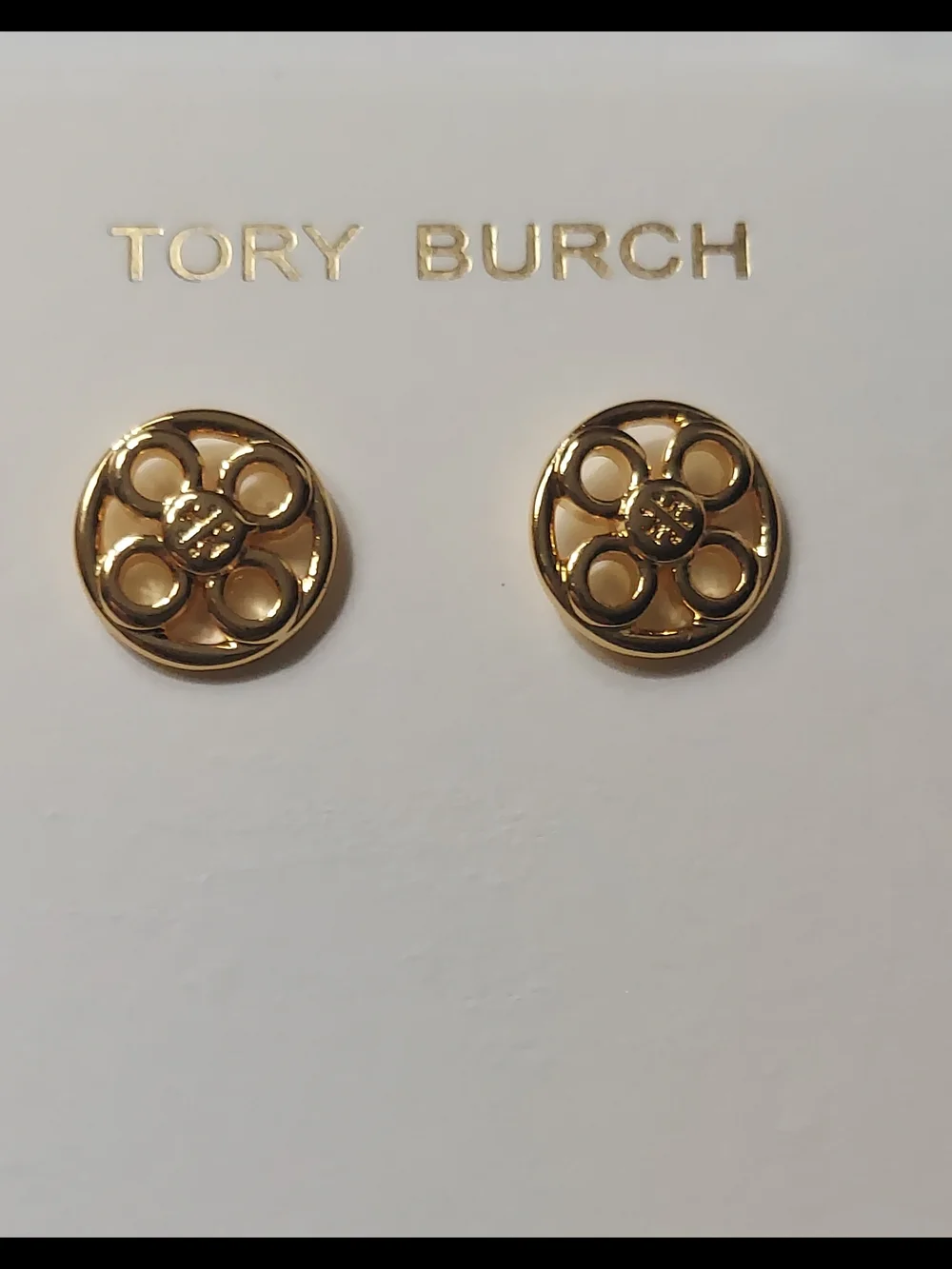 Tory Burch Gold Floral Cutout Stud Earrings